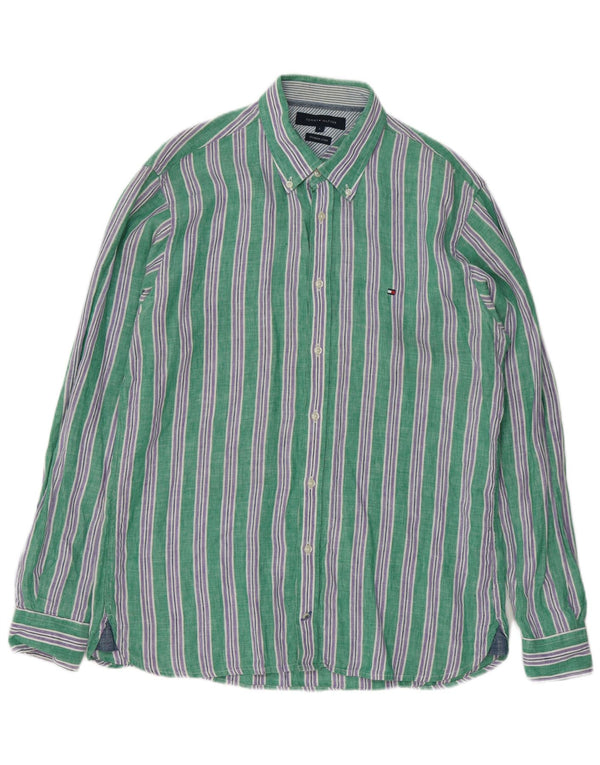Tommy Hilfiger Herreskjorte Stor grøn stribet hør