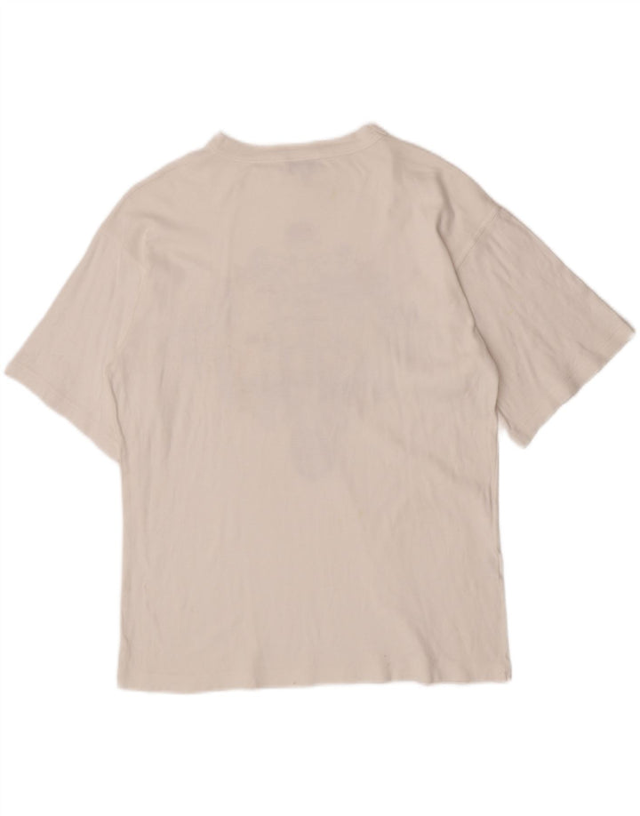 Byblos Herre Grafisk T-Shirt Top Medium Hvid Bomuld