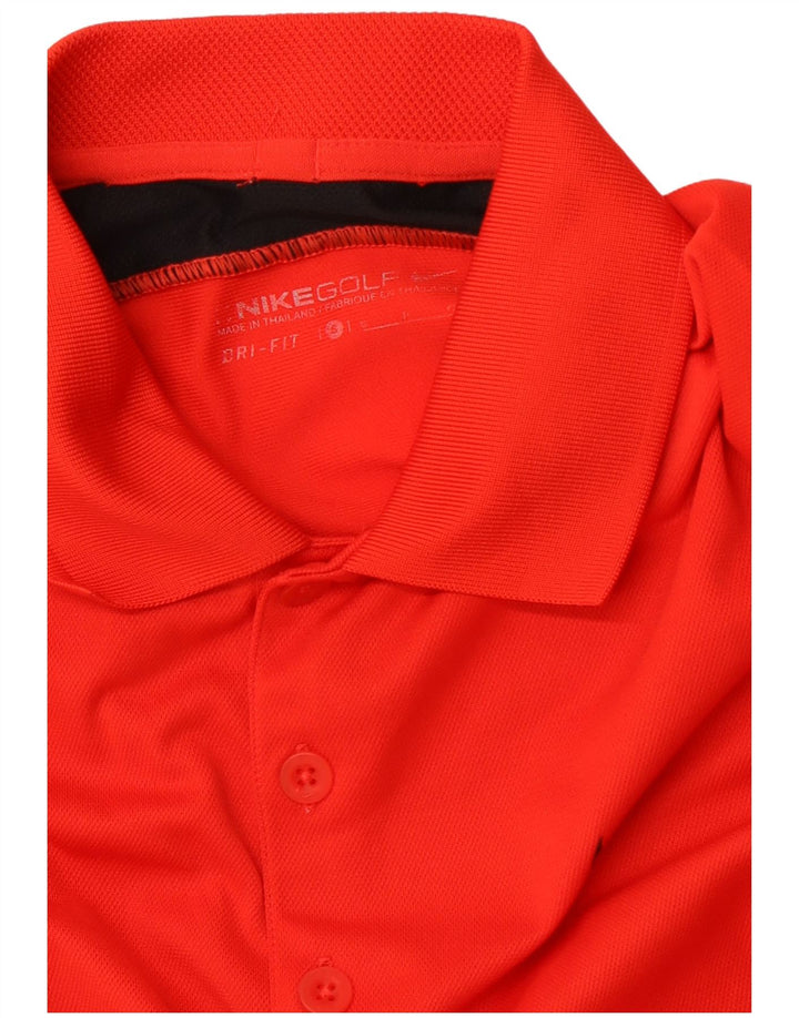 NIKE Dame Dri Fit Polo Shirt UK 10 Small Red Colourblock