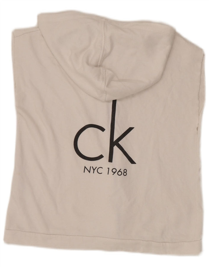 Calvin Klein Dame Grafisk Hættetrøje Sweater UK 12 Medium White