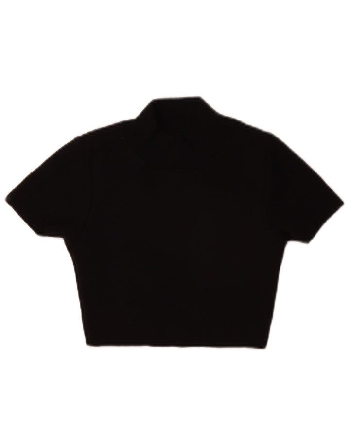 Zara Womens Crop Bluse Top UK 8 Small Black Polyester