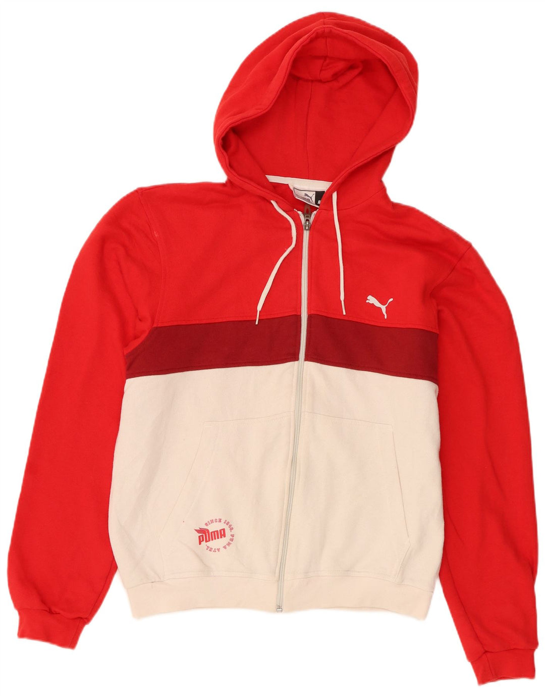 Puma Herre grafisk hættetrøje med lynlås Medium Rød Colourblock Bomuld