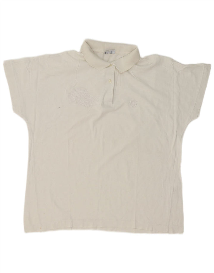 Sergio Tacchini Dame Polo Shirt US 14 XL Hvid Bomuld