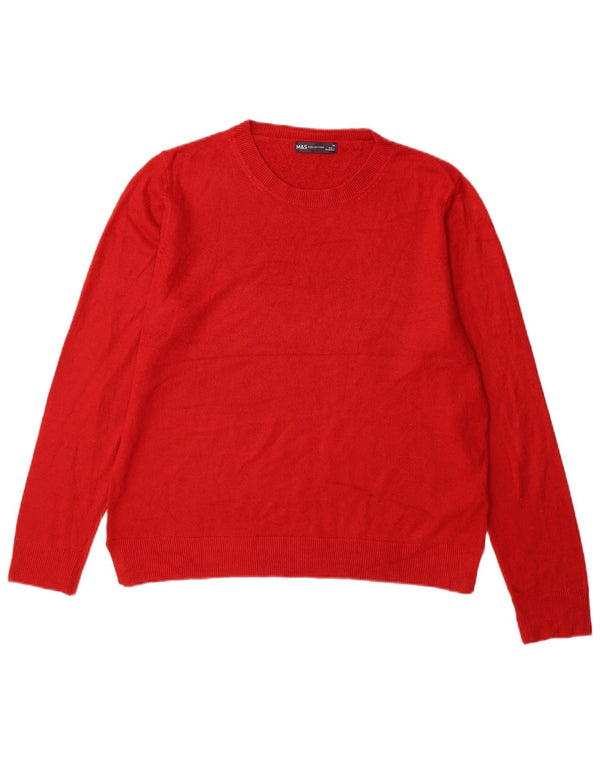 Marks & Spencer Dame Boat Neck Jumper Sweater UK 18 XL Rød Akryl