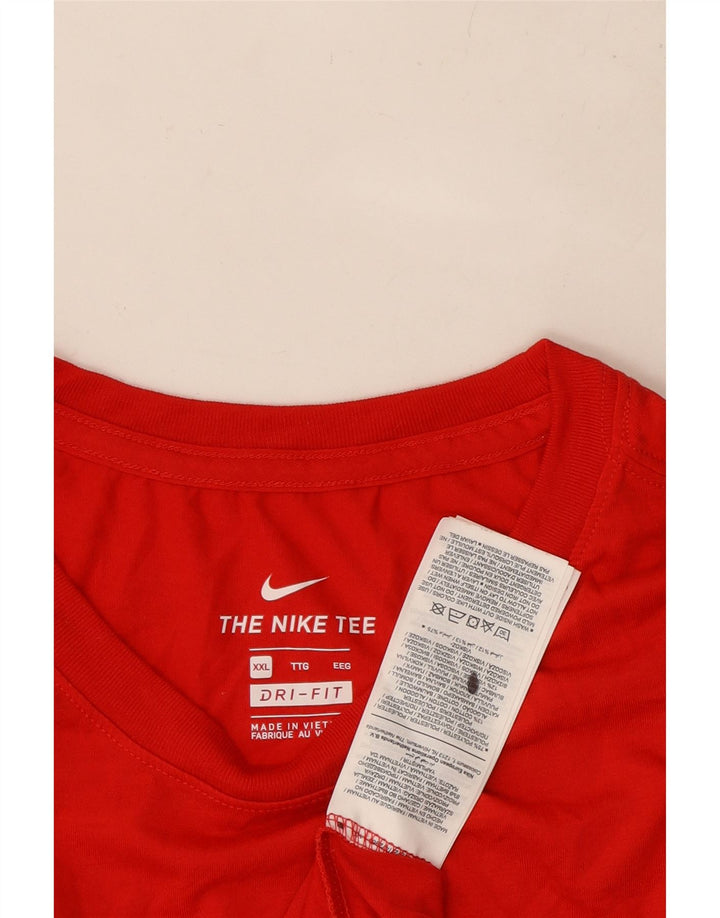 NIKE herre Dri Fit grafisk T-shirt top 2XL rød polyester