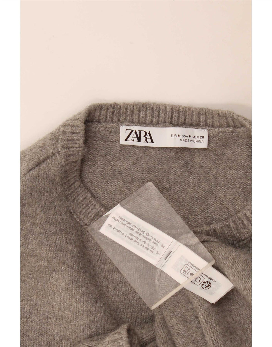 Zara Dame Ærmeløs Jumper Dress UK 12 Medium Grey Uld