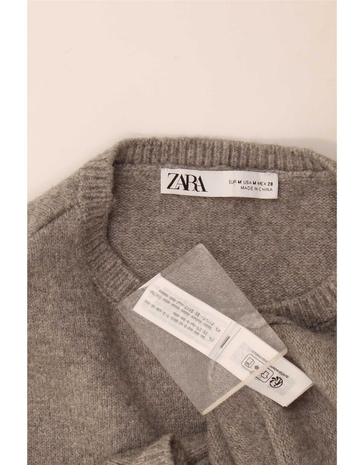 Zara Dame Ærmeløs Jumper Dress UK 12 Medium Grey Uld