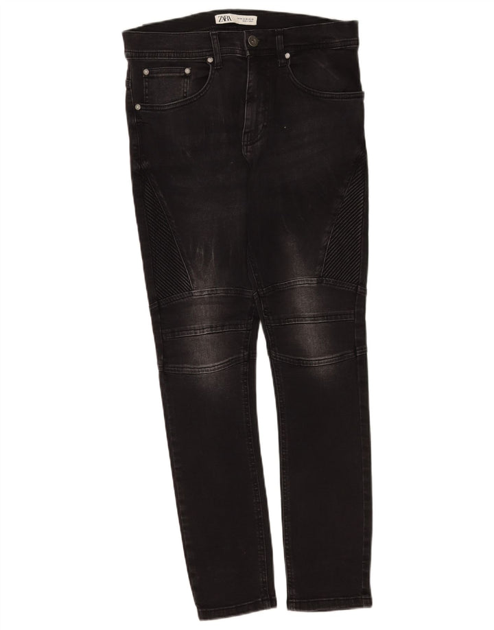 ZARA Herre Slim Jeans EU 38 Small W30 L28 Sort Bomuld