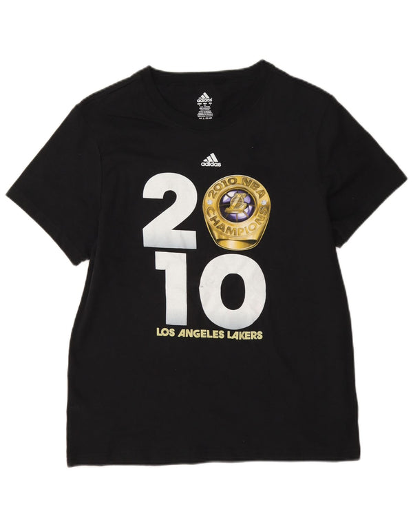 Adidas Dame Los Angeles Lakers Grafisk T-Shirt Top UK 10 Lille Sort