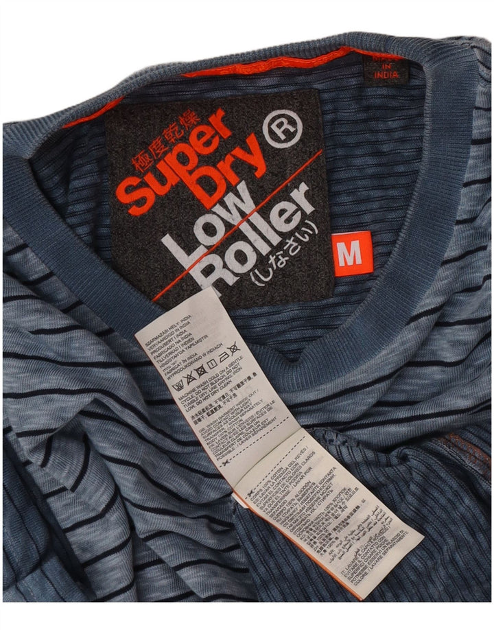 Superdry T-shirt top til mænd, mellemblå stribet bomuld