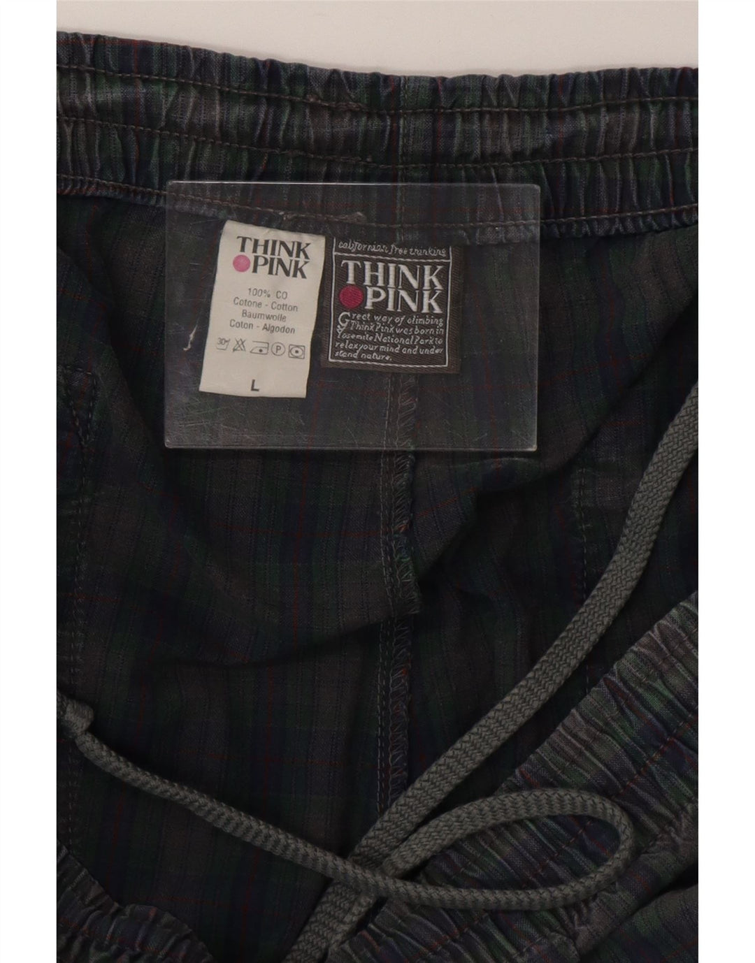 TÆNK PINK Grafiske joggers til mænd Casual Bukser Large W36 L32 Blue Check