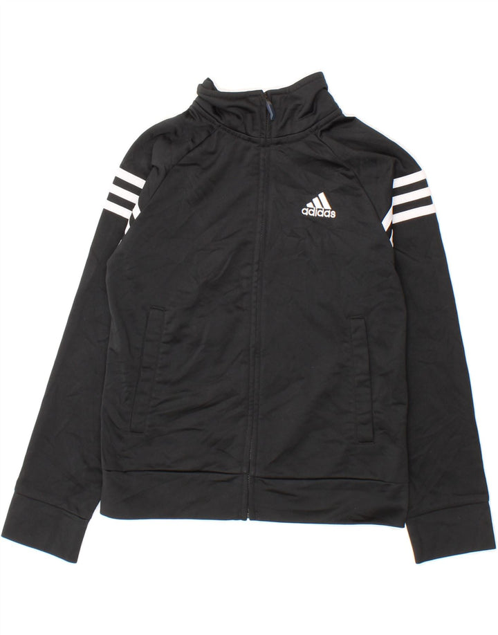 ADIDAS Boys Tracksuit Top Jacket 7-8 Years Small  Black Polyester Vintage Adidas and Second-Hand Adidas from Messina Hembry 