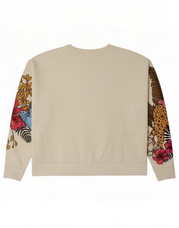Zara Womens Graphic Oversized Sweatshirt Jumper UK 14 Medium White Floral