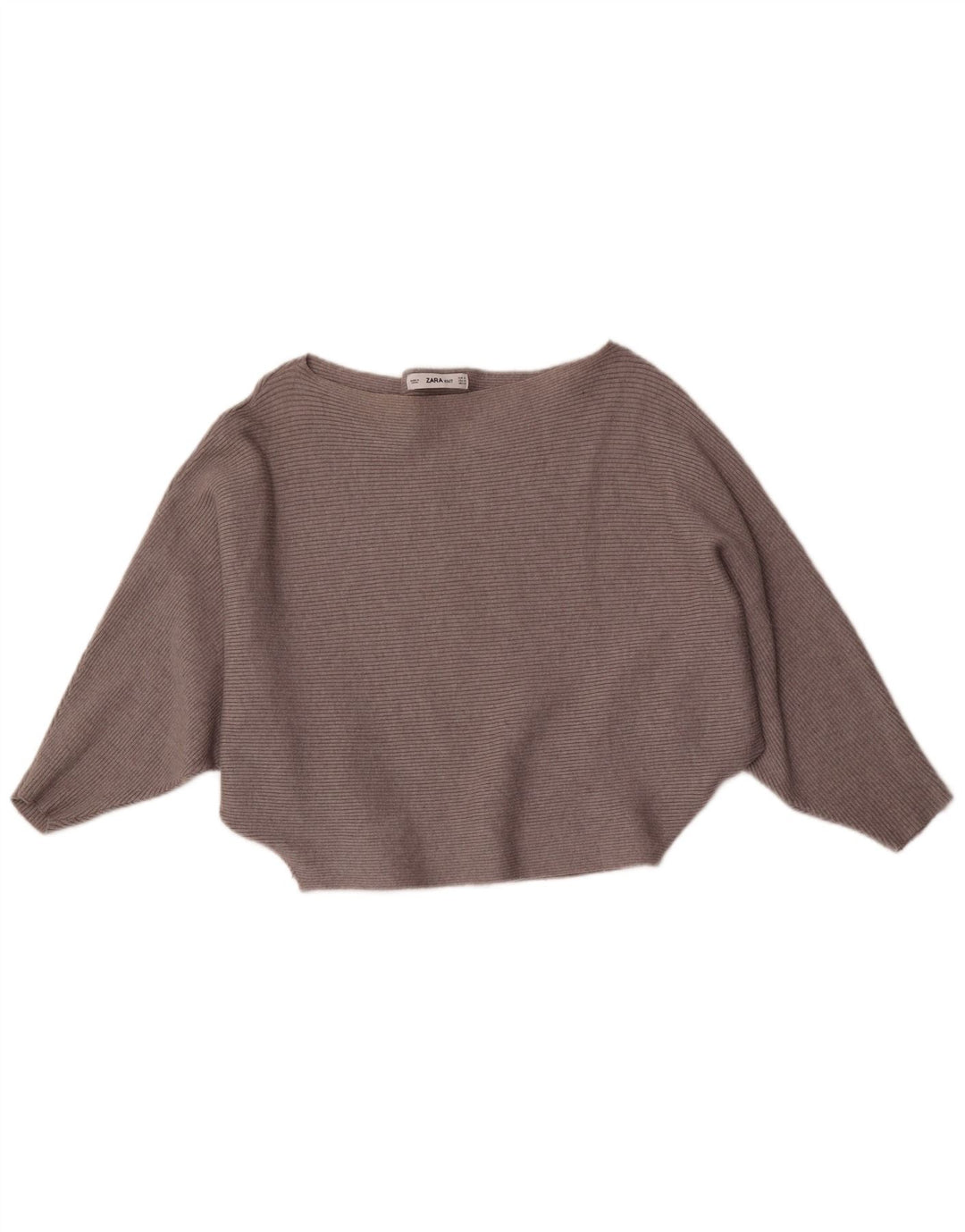 Zara Dame Batwing Boat Neck Jumper Sweater UK 12 Medium Grey Viscose