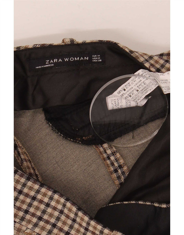 Zara lige chinosbukser til kvinder Medium W28 L28 brun ternet polyester