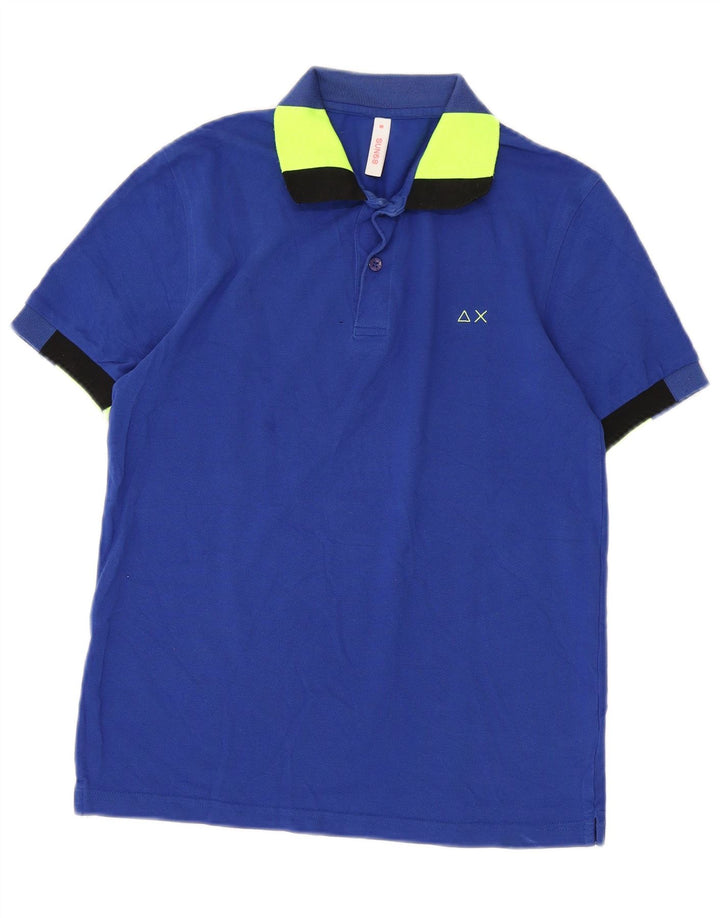 Sun68 Mens Polo Shirt Medium Blue Striped Cotton