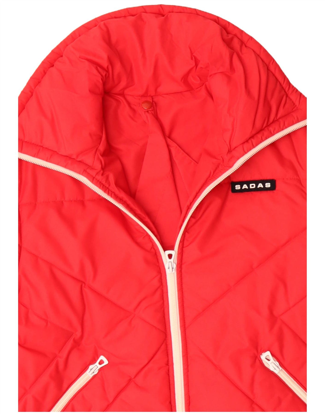 VINTAGE Polstret hættejakke til kvinder UK 16 Stor rød polyamid