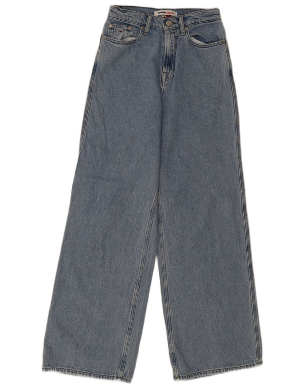 Tommy Hilfiger Kvinder Højtaljede Brede Ben Jeans W24 L30 Blå Bomuld