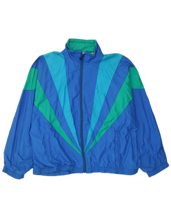 Vintage træningsdragt til mænd, topjakke UK 44 XL Blå Colourblock