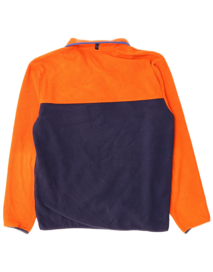 POLO RALPH LAUREN Herre Button Neck Fleece Jumper Small Orange Colourblock