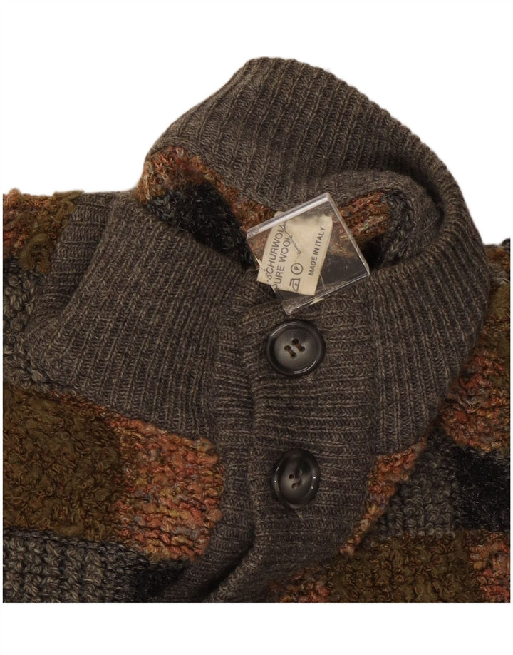 Vintage herre cardigan sweater stor flerfarvet ternet uld