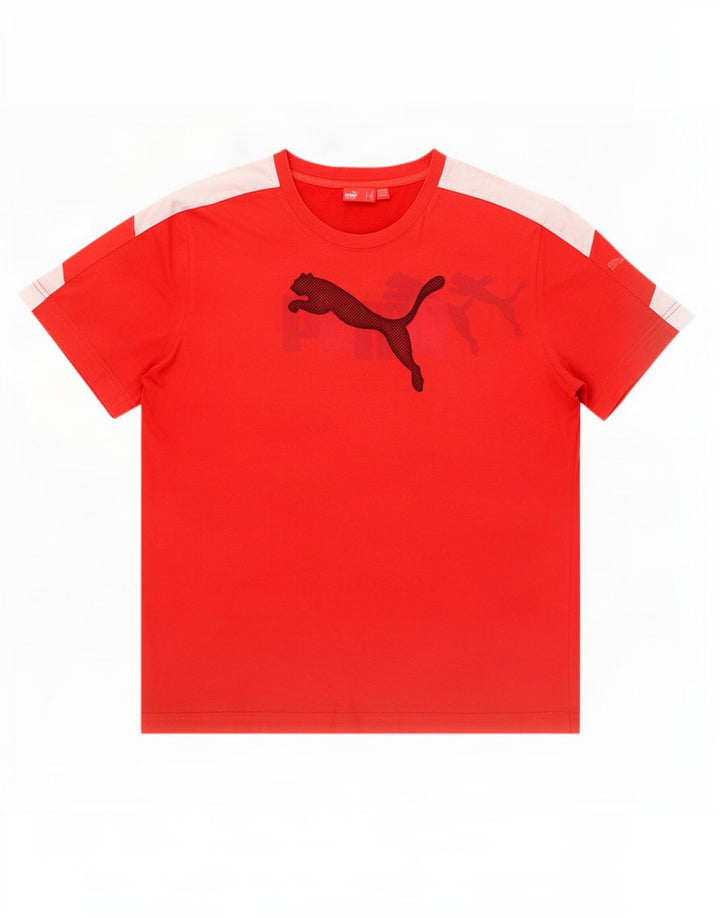 Puma Herre grafisk T-shirt Top Medium Rød Colourblock