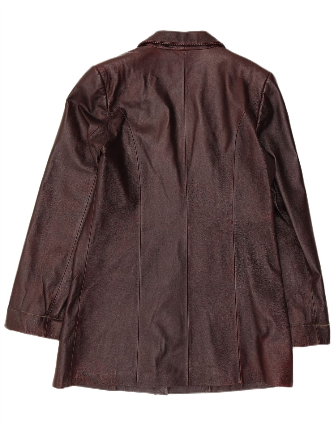 Vintage dame 3-knaps læder blazerjakke UK 22 3XL Burgundy læder
