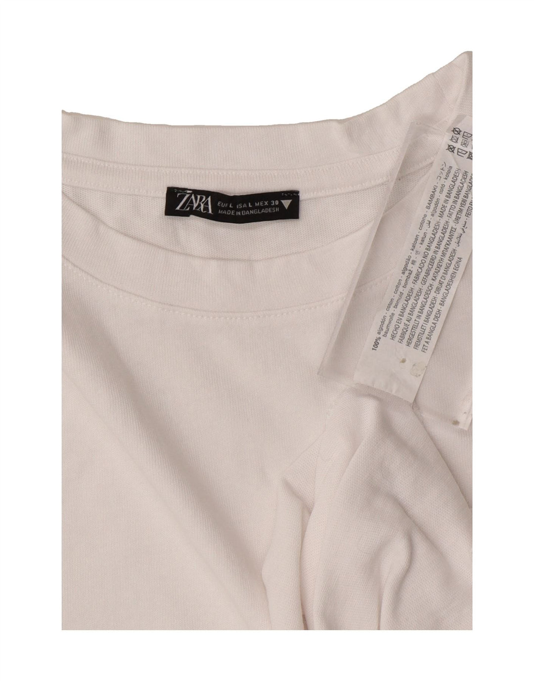 ZARA Womens T-Shirt Top UK 16 Large White Cotton Vintage Zara and Second-Hand Zara from Messina Hembry 