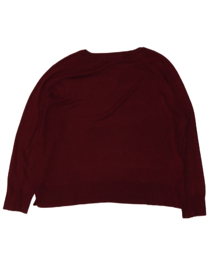 Zara Dame Boat Neck Jumper Sweater UK 14 Medium Burgundy