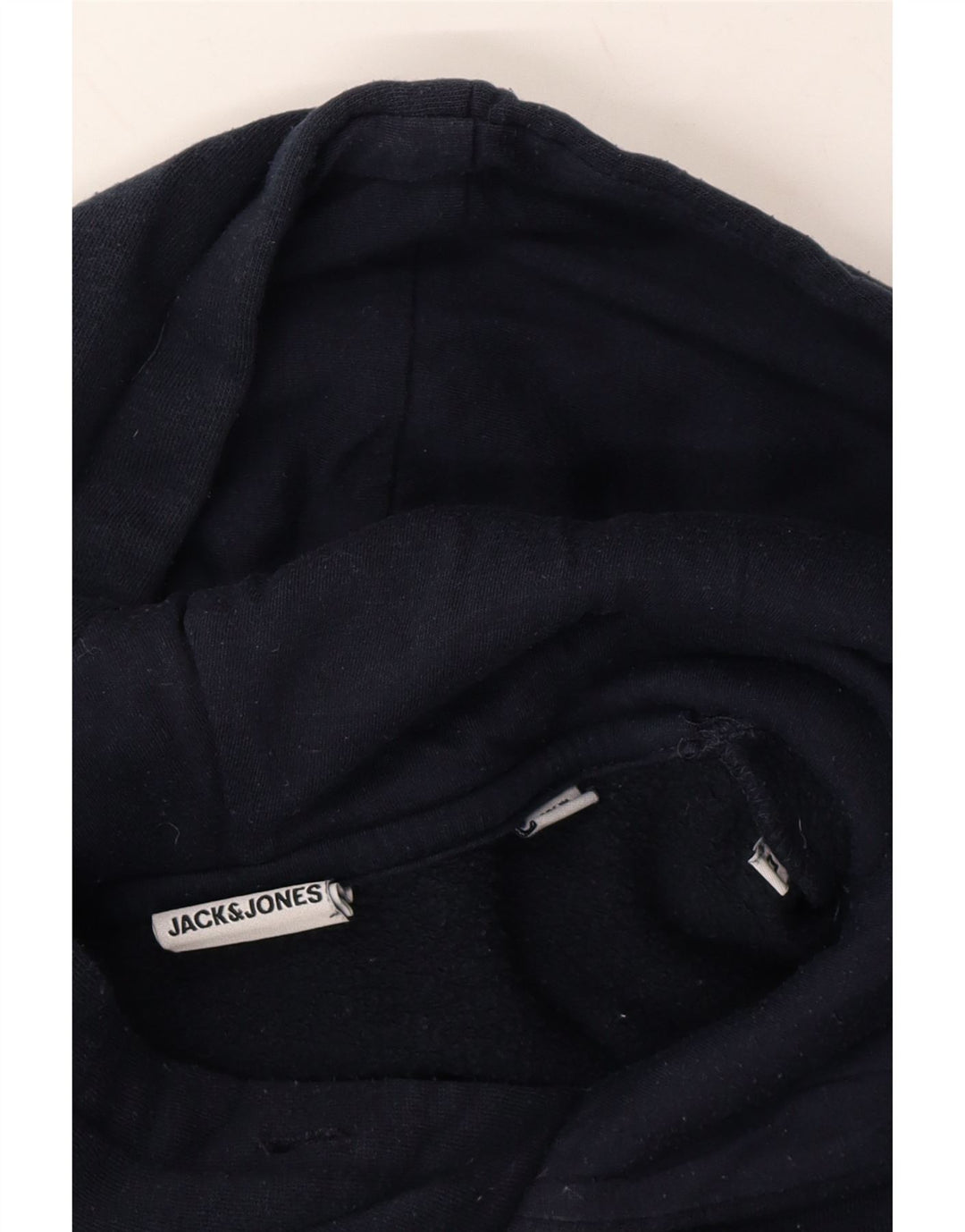 JACK & JONES Mens Graphic Hoodie Jumper Medium Navy Blue Cotton Vintage Jack & Jones and Second-Hand Jack & Jones from Messina Hembry 