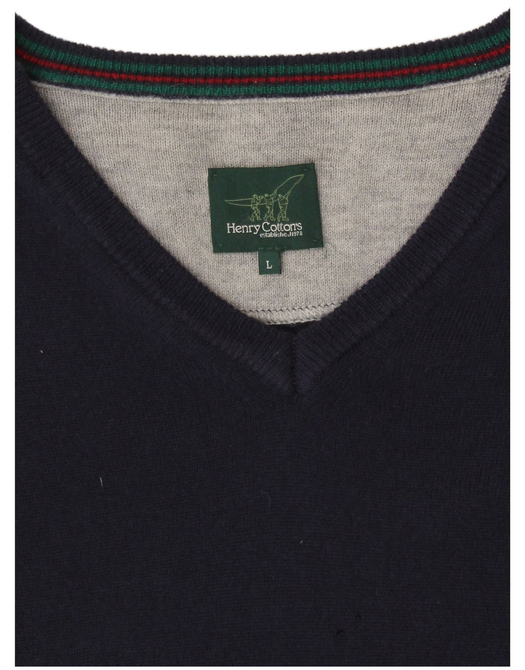 HENRY COTTONS Herre V-hals sweater Stor marineblå