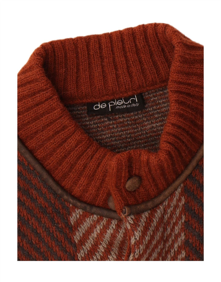 De Pletrl Herre Cardigan Sweater IT 48 Mellem brun stribet uld