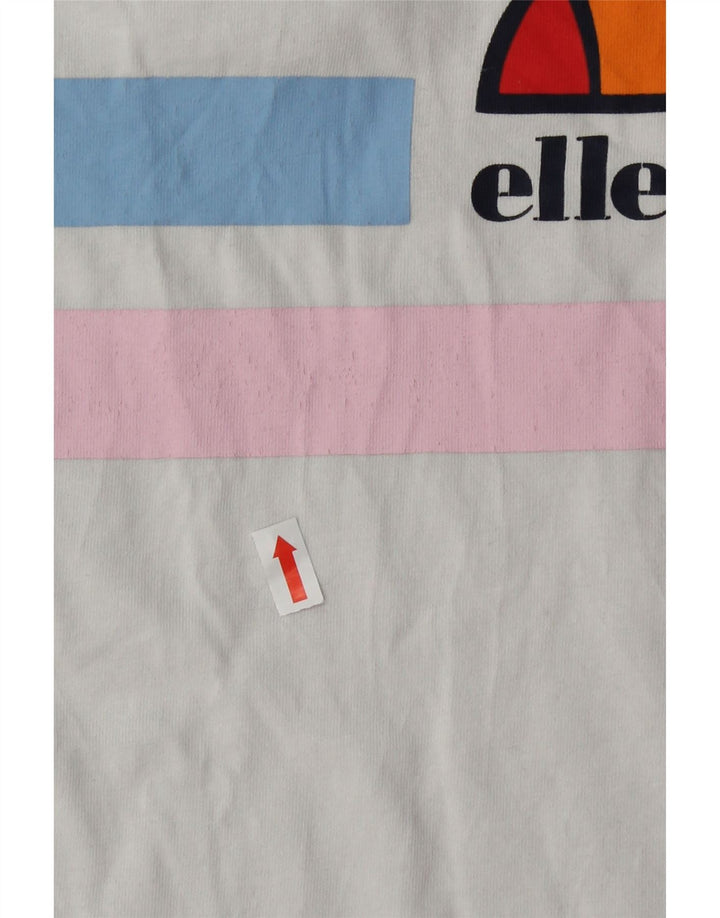 ELLESSE Womens Graphic T-Shirt Top UK 8 Small Blue Cotton Vintage Ellesse and Second-Hand Ellesse from Messina Hembry 