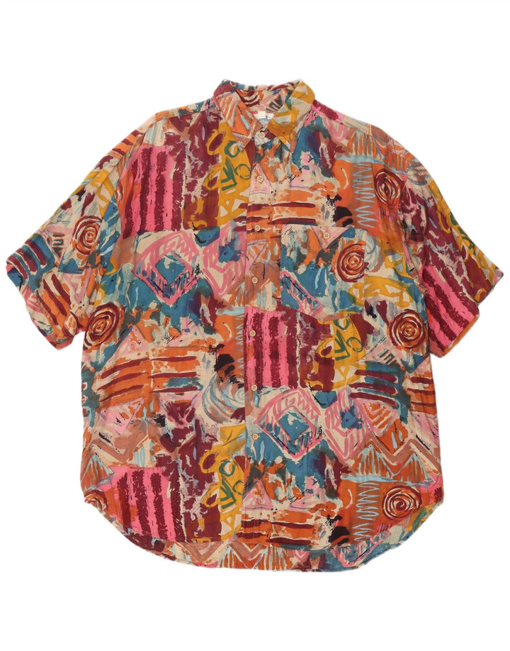 AVANTI kortærmet herreskjorte XL flerfarvet geometrisk viskose