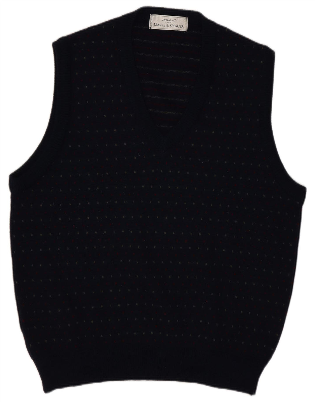 Marks & Spencer Herrevest Tank Top Stor Marineblå Plettet Uld