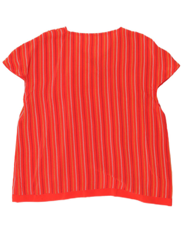 Vintage kortærmet skjortebluse til kvinder UK 18 XL rødstribet