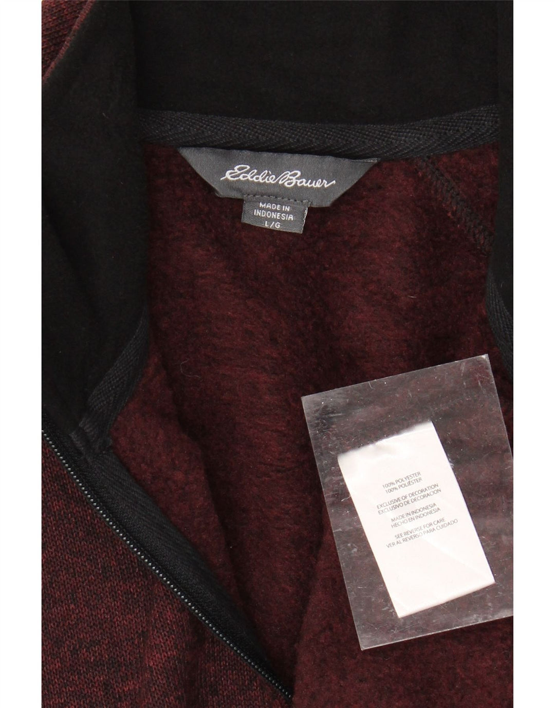 EDDIE BAUER Sweatshirt med lynlås til mænd, stor Burgundy Flecked