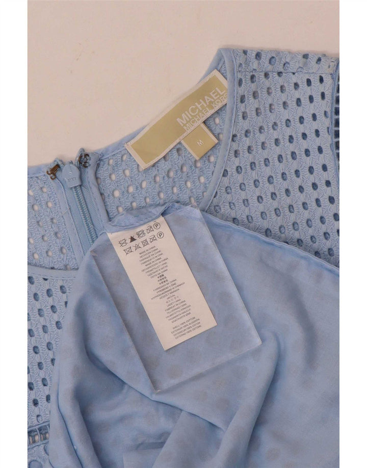 Michael Kors Dame A-Line Kjole UK 12 Medium Blue Bomuld