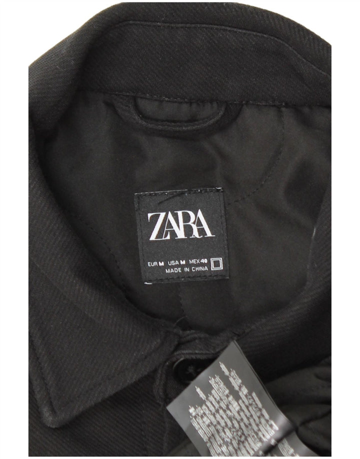 Zara Herre Bomber Jacket UK 38 Medium Sort Bomuld