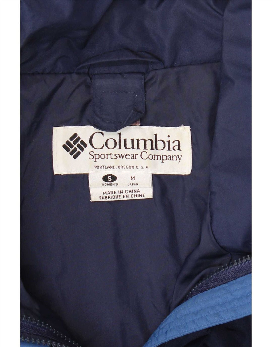 Columbia Dame Oversized Skijakke UK 10 Small Navy Blue Colourblock