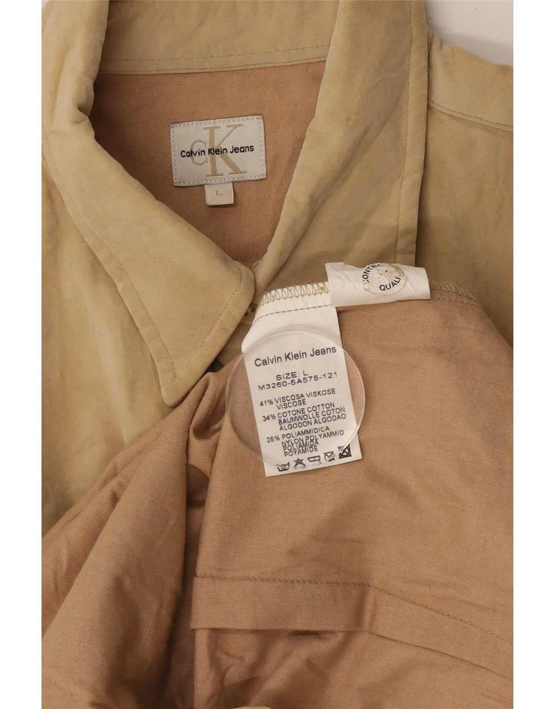 Calvin Klein Jeans Herreskjorte Stor Beige Viscose