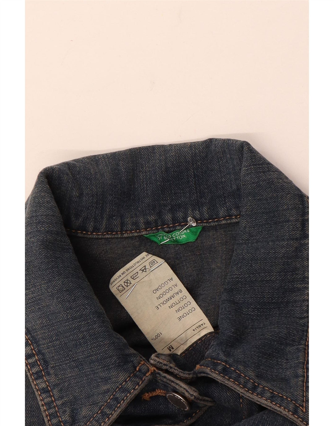 Benetton Dame Crop Denim Jacket UK 14 Medium Blue Bomuld
