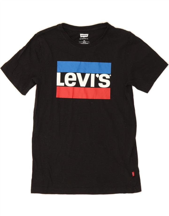 LEVI'S Boys Graphic T-Shirt Top 15-16 Years Black Vintage Levi's and Second-Hand Levi's from Messina Hembry 