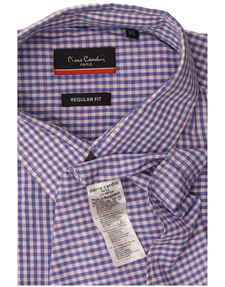 Pierre Cardin Herre kortærmet Regular Fit skjorte XL Blå Gingham Polyester