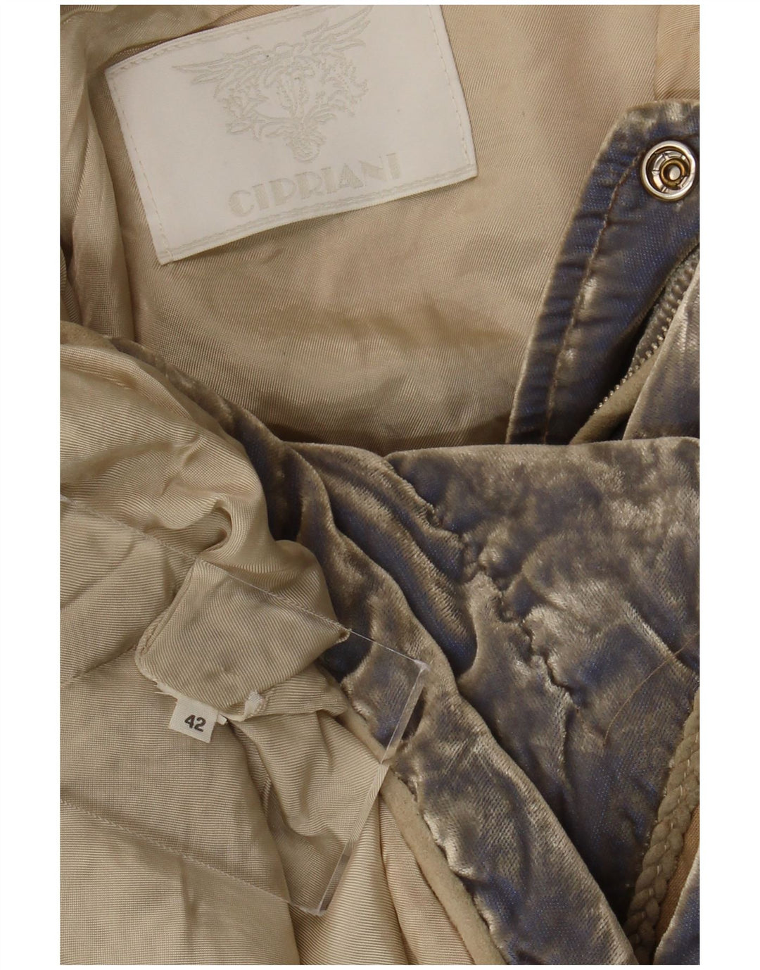 Cipriani Dame Velvet Polstret Jakke IT 42 Medium Blue