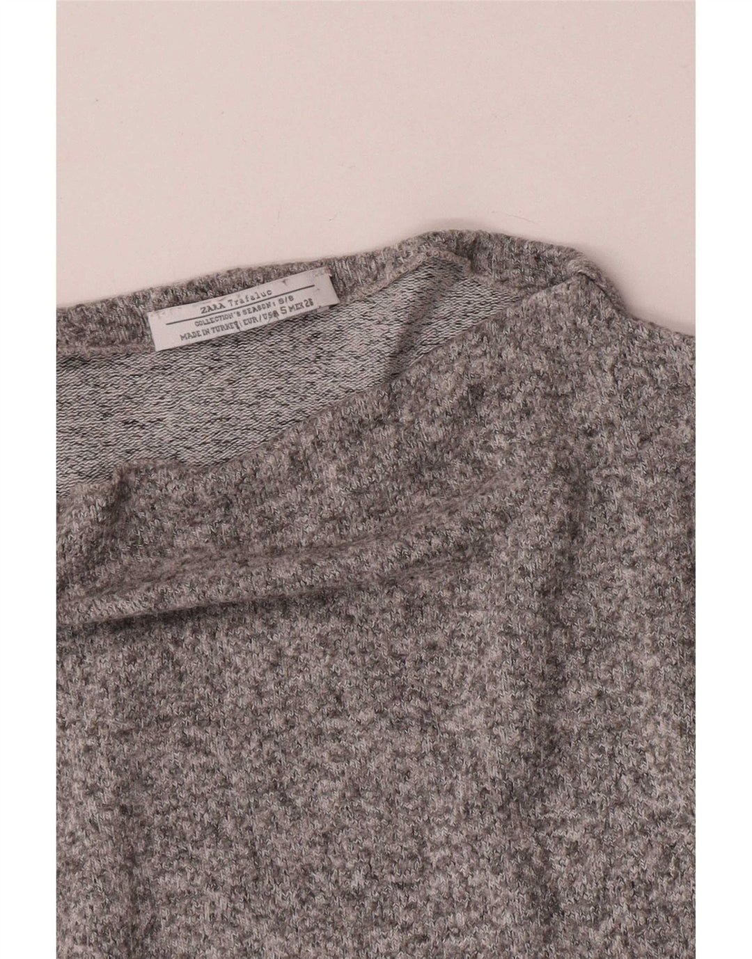 Zara Dame Oversized Top Langærmet UK 10 Små Grå Flecked