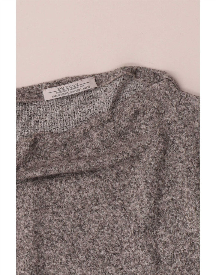 Zara Dame Oversized Top Langærmet UK 10 Små Grå Flecked