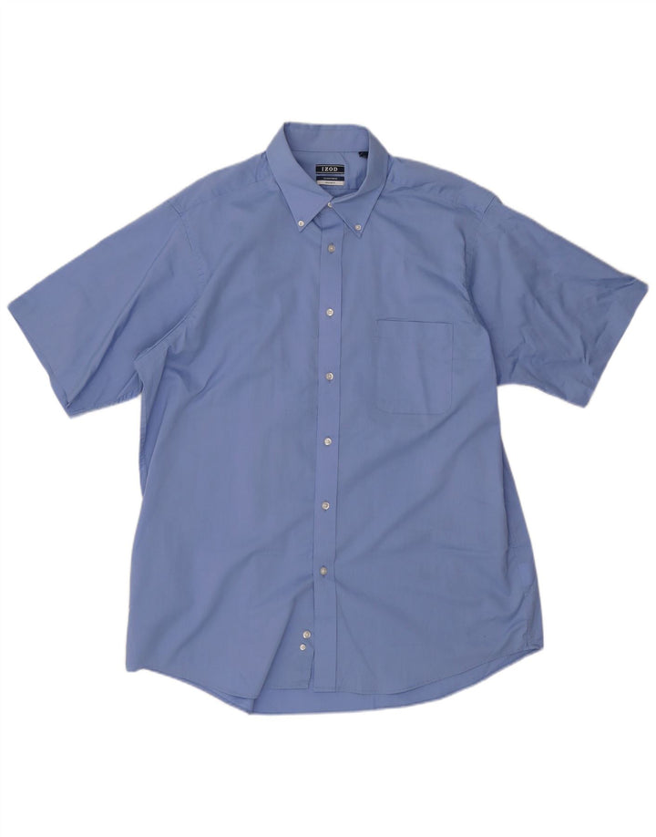 IZOD Kortærmet herreskjorte med normal pasform, størrelse 17 XL Blå