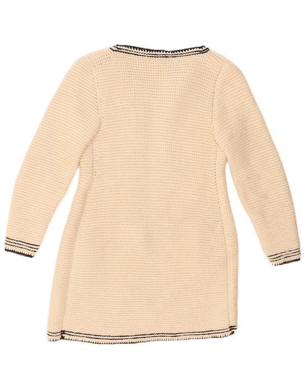Vintage Dame Longline Cardigan Sweater UK 10 Small Off White