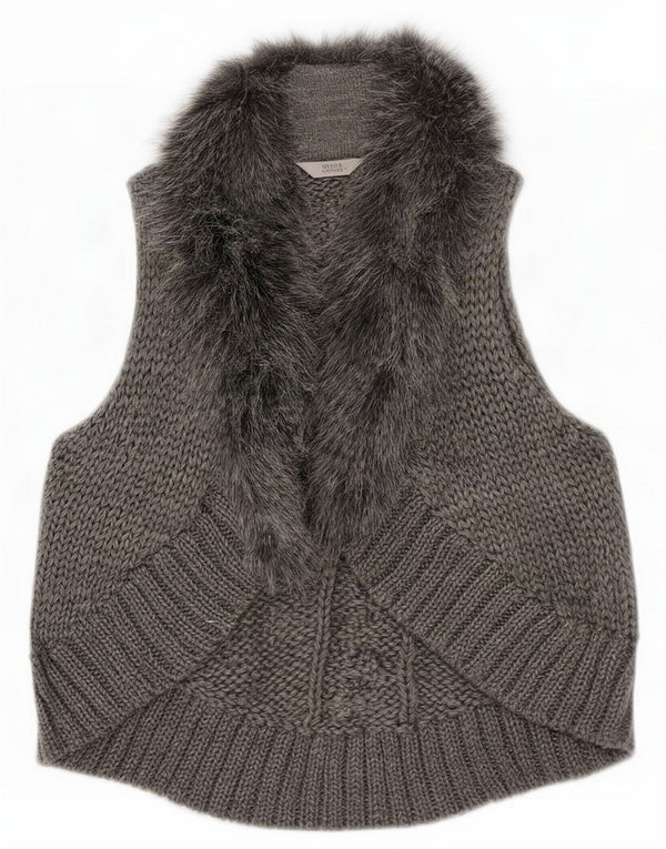 Marks & Spencer Dame Ærmeløs åben cardigan sweater UK 8 Small Grey